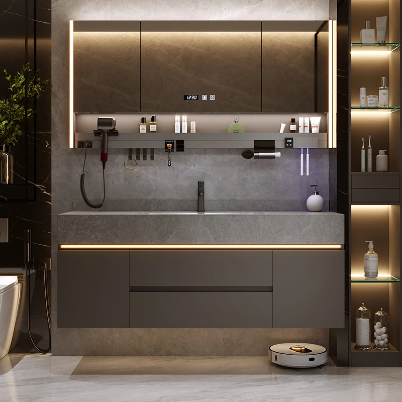 岩板热弯一体盆洗漱台卫生间洗手池洗脸池盆柜2025新款浴室柜组合