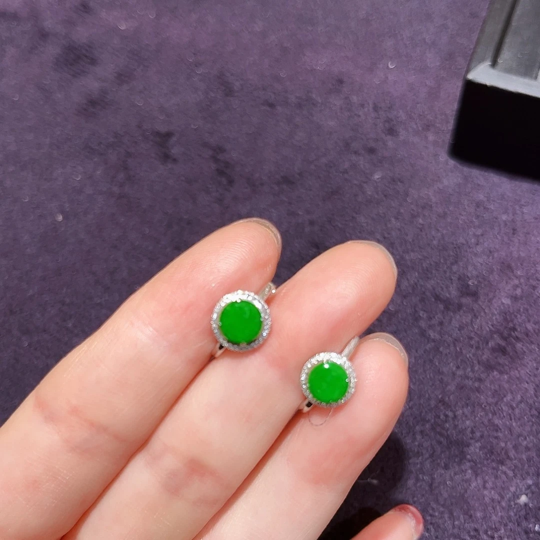 翡翠18K金镶嵌耳饰翡翠耳饰