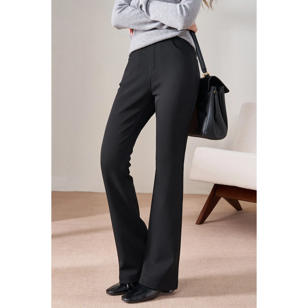 米思阳新款气质通勤休闲裤洋气显瘦微喇裤女5M25DH5327