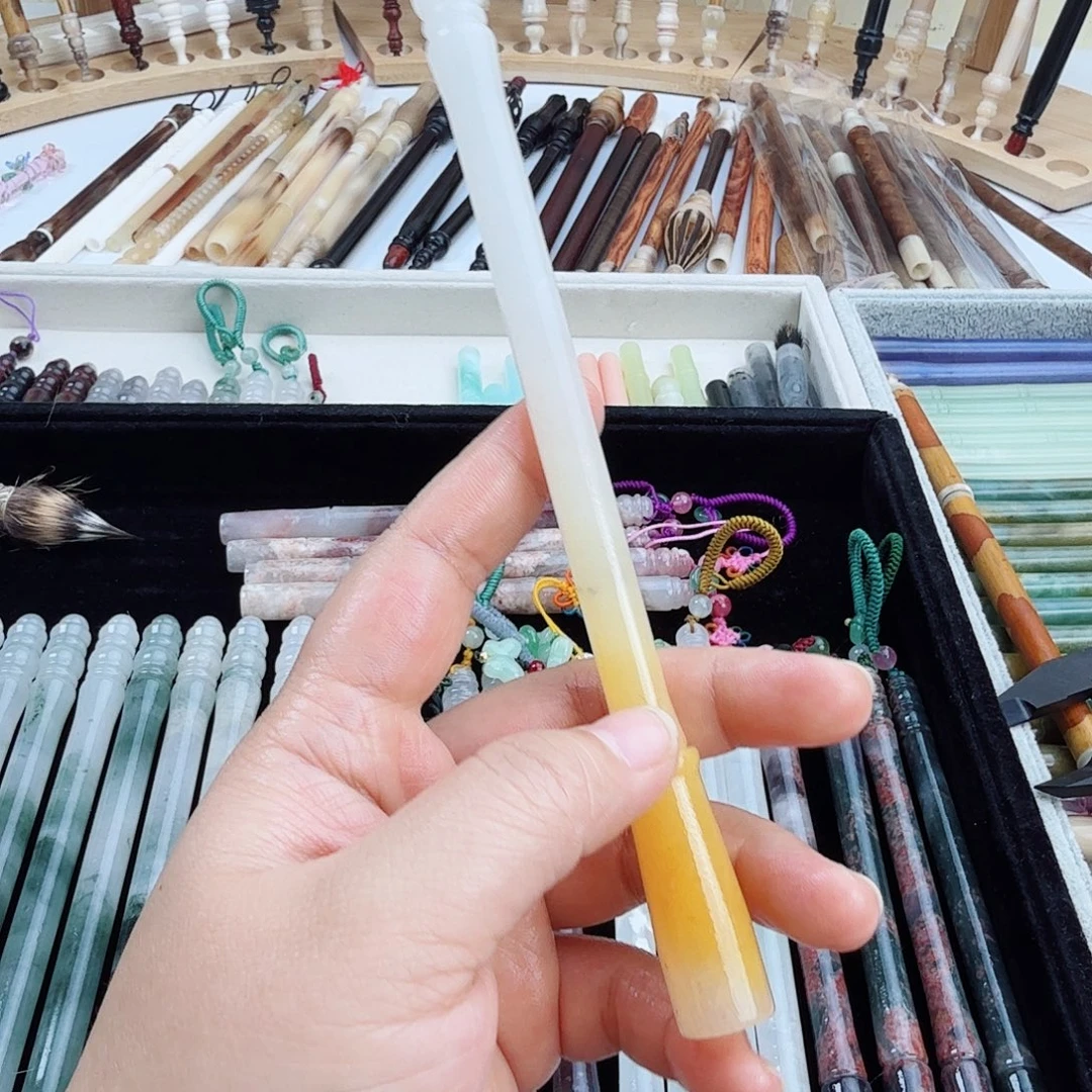 黄白渐变鸡血玉➕纯毛料笔头