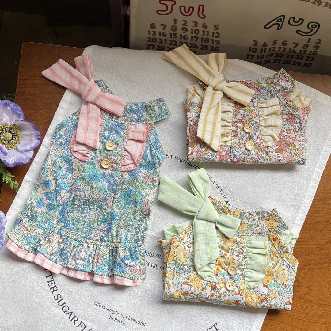 花野迷踪狗狗猫咪春夏薄款无袖灯笼裙约克夏马尔济斯衣服