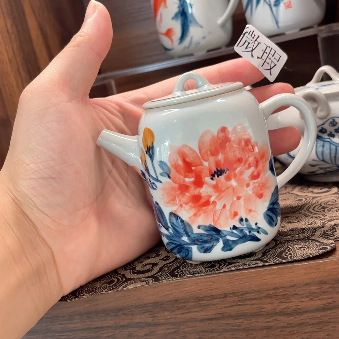 釉下彩纯手绘有瑕