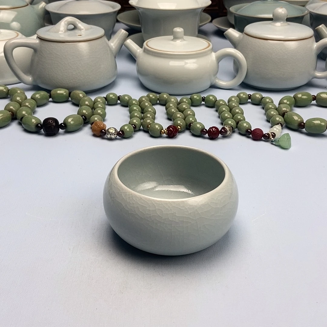 杯仿古月白禅定杯原矿原釉原产地