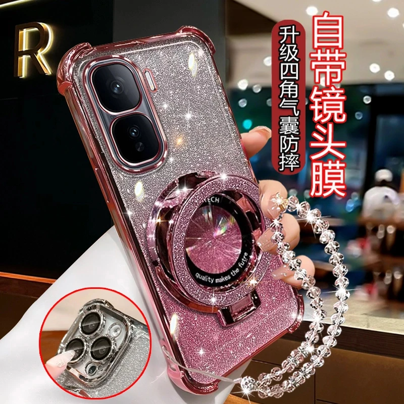 适用iQOONeo10Pro+镜头膜新款手机壳四角防摔硅胶V2463A时尚支架.