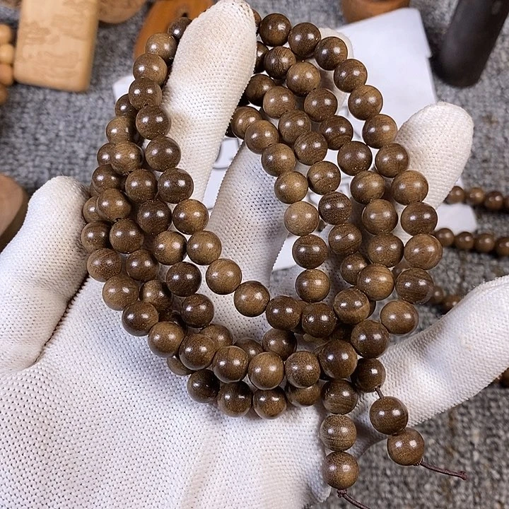 檀香木手串/手链老山檀香阴沉0.8/108沉水微瑕疵