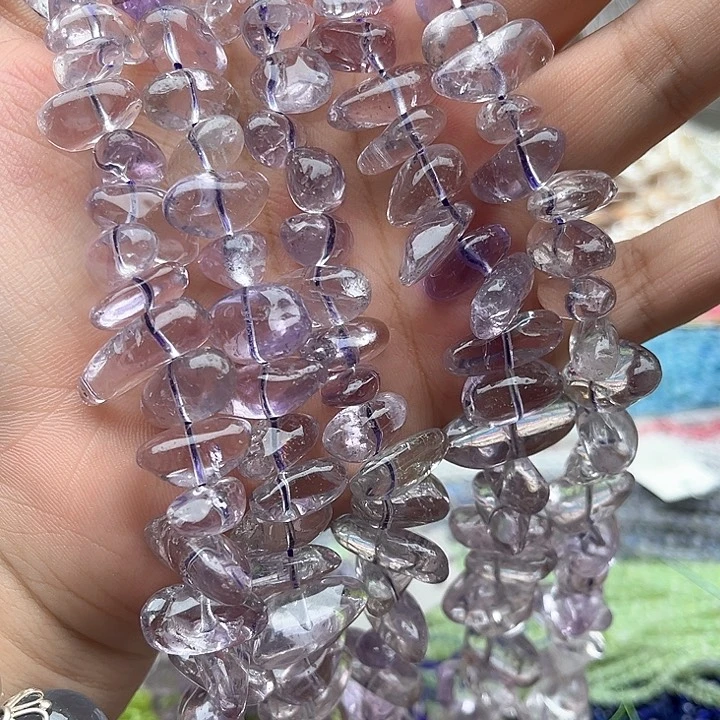 未镶嵌玛瑙/玉髓珠宝半成品一条紫晶中孔随型