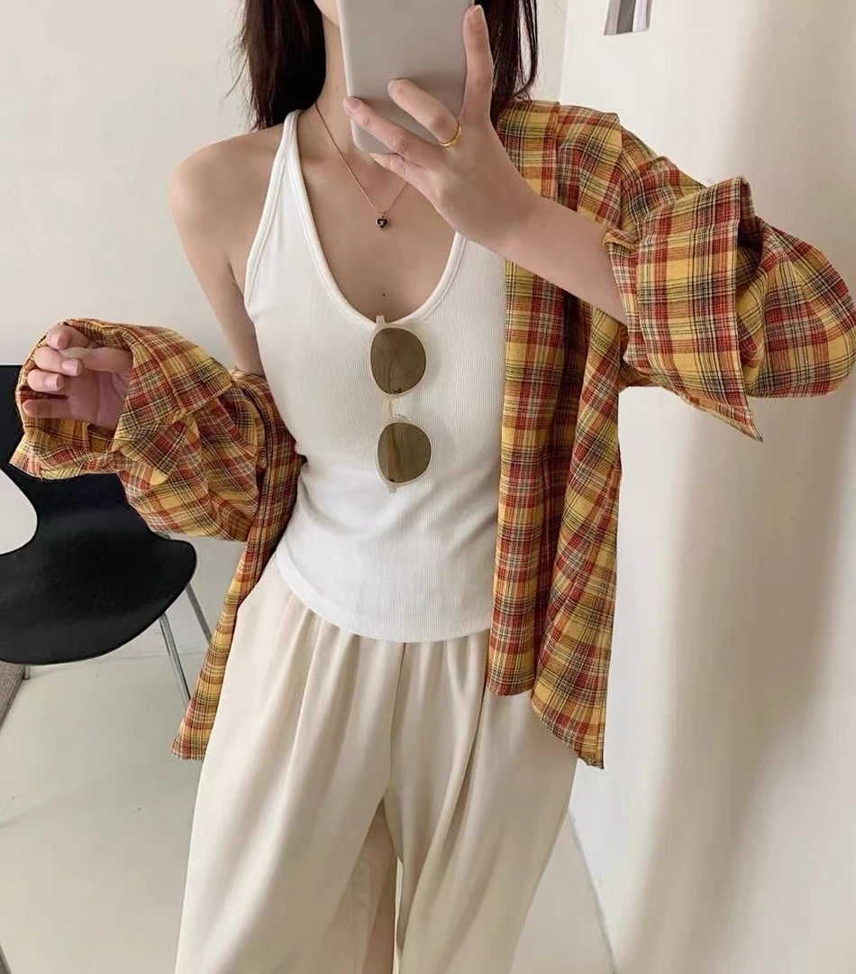 辣妹挂脖吊带背心新款带胸垫固定杯内搭外穿打底上衣