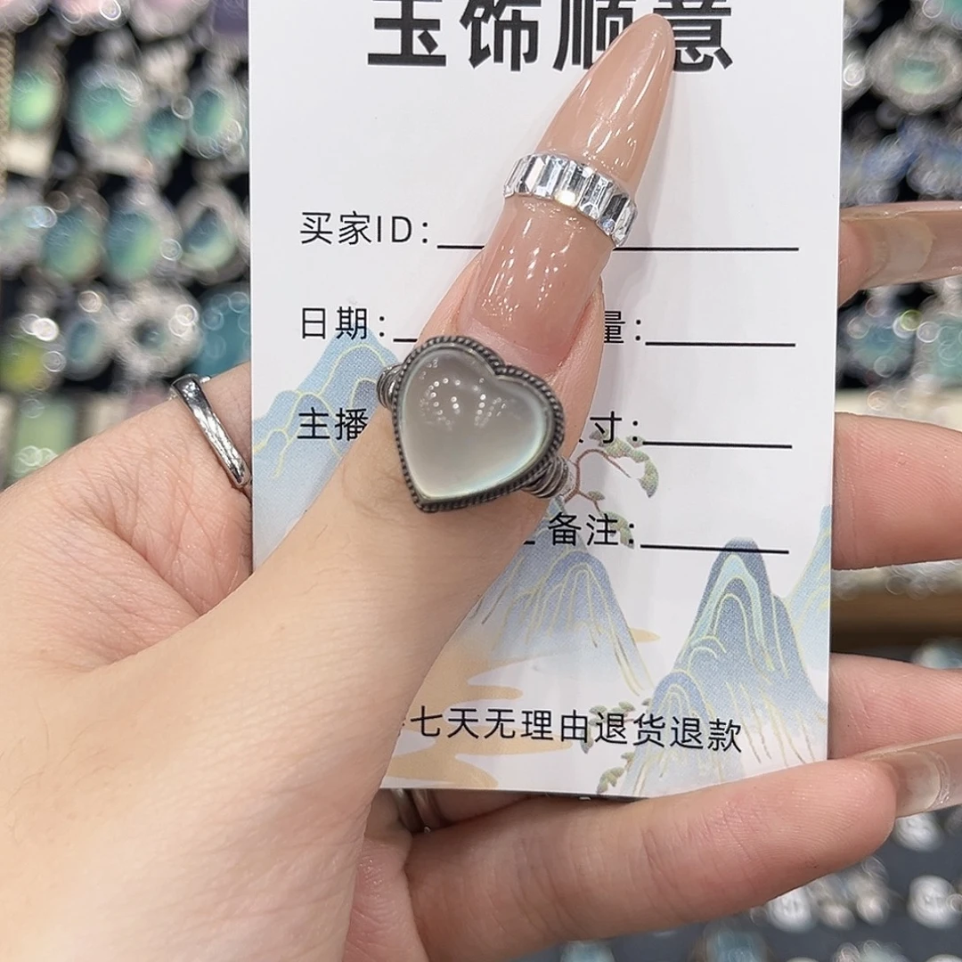 ****岫玉银S925镶嵌戒指