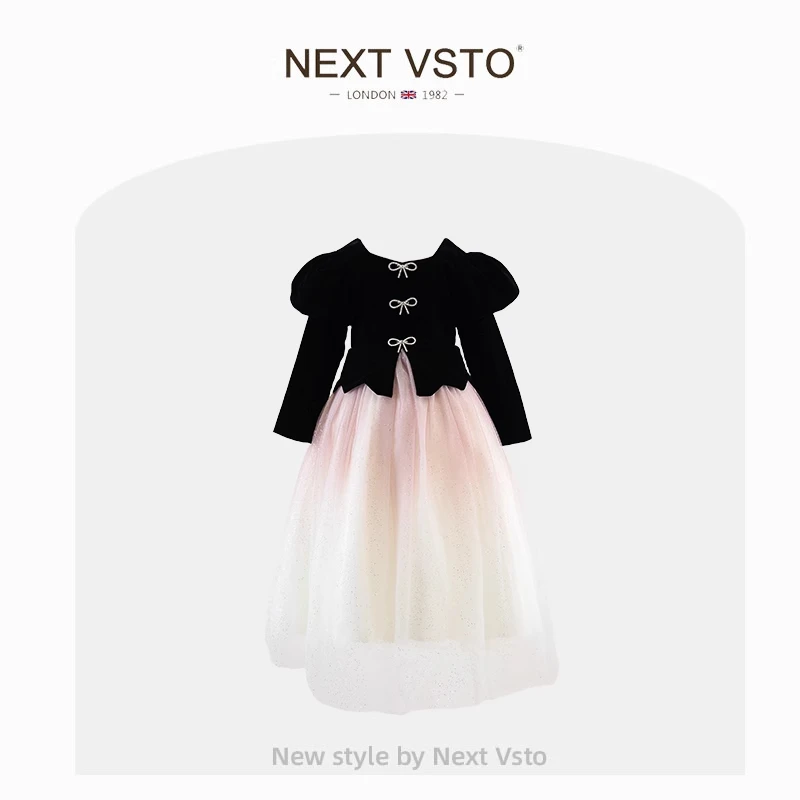 英国NEXT VSTO女童公主裙春秋款高端小女孩礼服裙儿童生日连衣裙