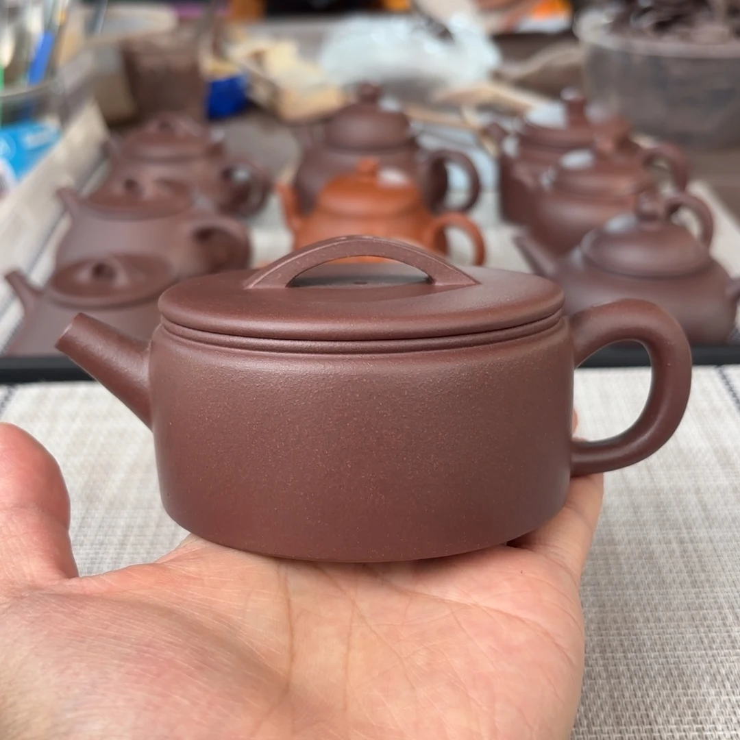 茶壶紫砂特价半手工老紫泥汉瓦壶190cc