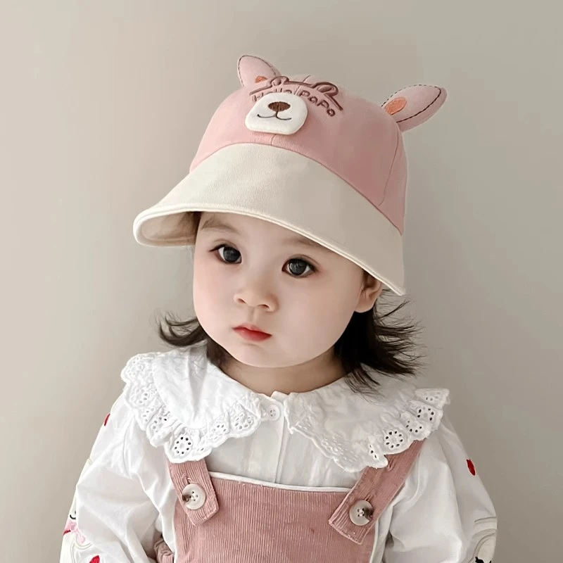 婴儿帽子春秋季薄款男宝宝女卡通防晒遮阳帽婴幼儿可爱夏季渔夫帽
