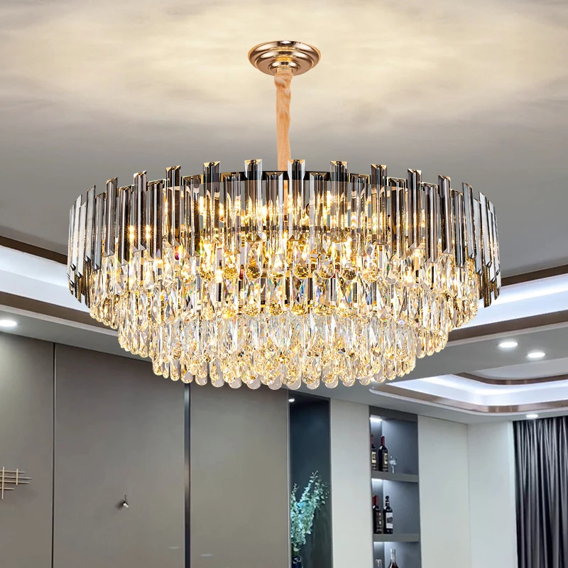 轻奢水晶吊灯大气圆形客厅灯现代简约创意餐厅灯卧室灯具全屋灯具