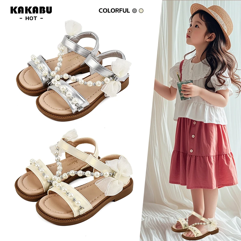 夏季新款蝴蝶结法式魔术贴宝宝女童凉鞋轻便软底时尚儿童凉鞋1068