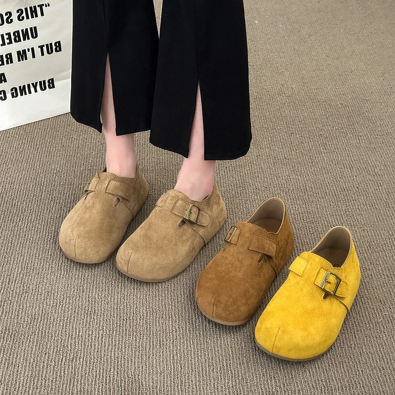 全包勃肯鞋女鞋子2025新款爆款春夏一脚蹬休闲单鞋软底黄色博肯鞋