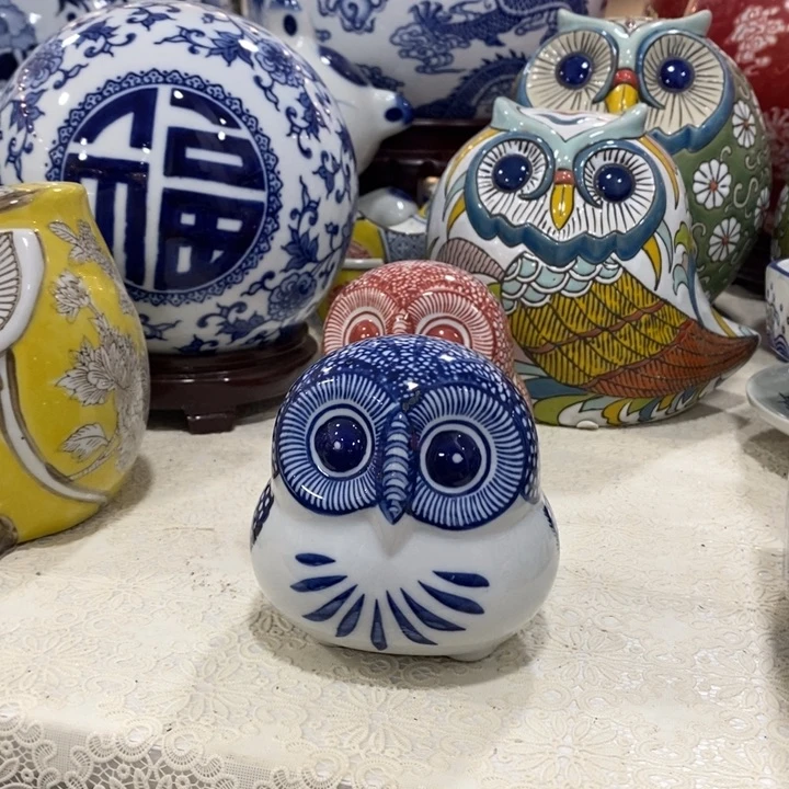 【闪购商品】摆件陶瓷猫头鹰茶宠摆件