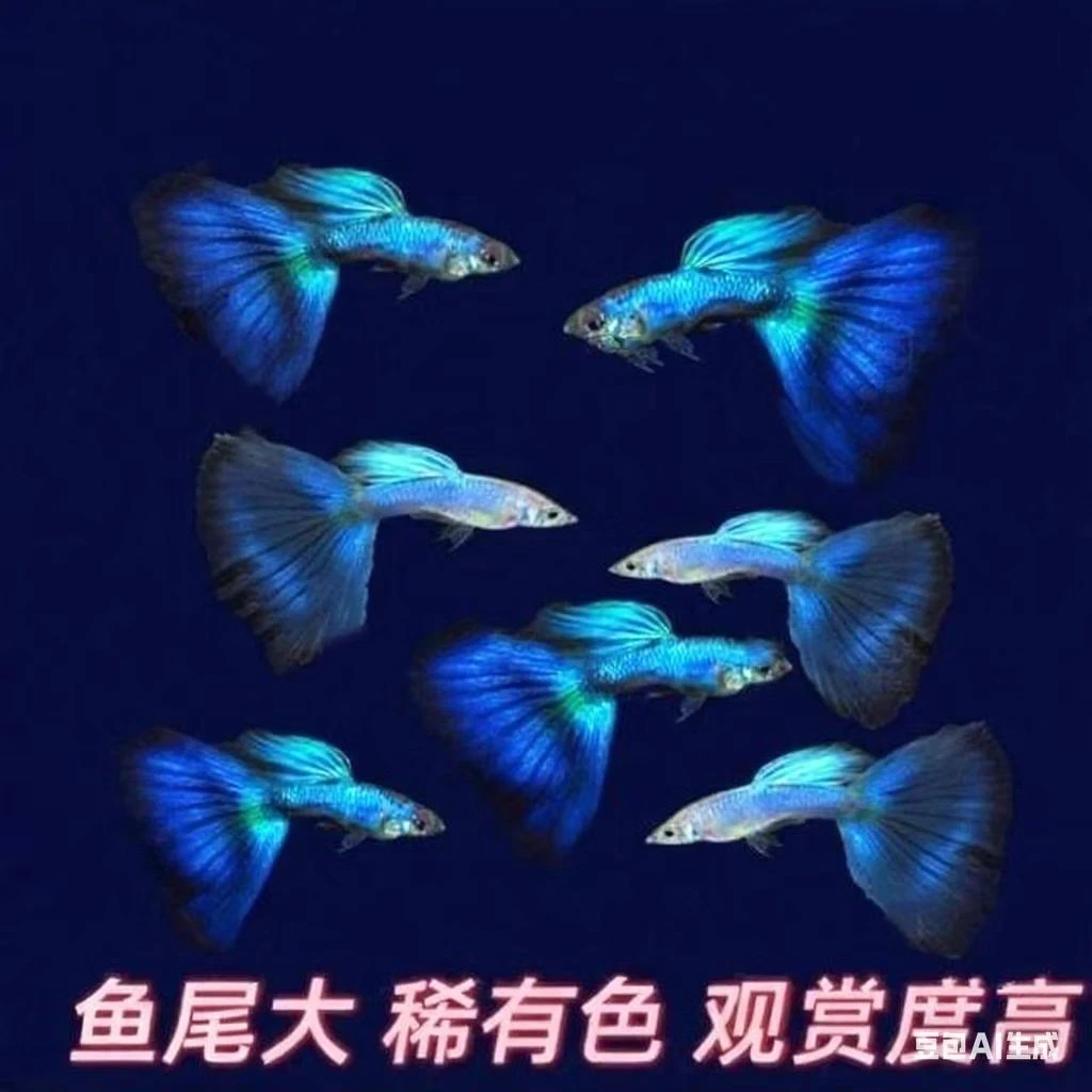 莫斯科冰蓝尾蓝魔鬼孔雀鱼小冰蓝精品孔雀鱼适合新手白云观赏鱼