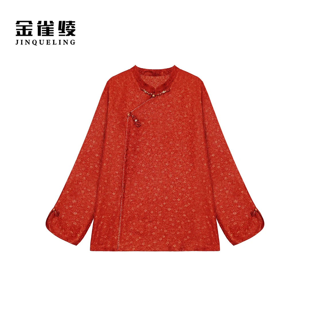 金雀绫【朱雀】100桑蚕丝新中式设计款加宽加大上衣SZA3SY819