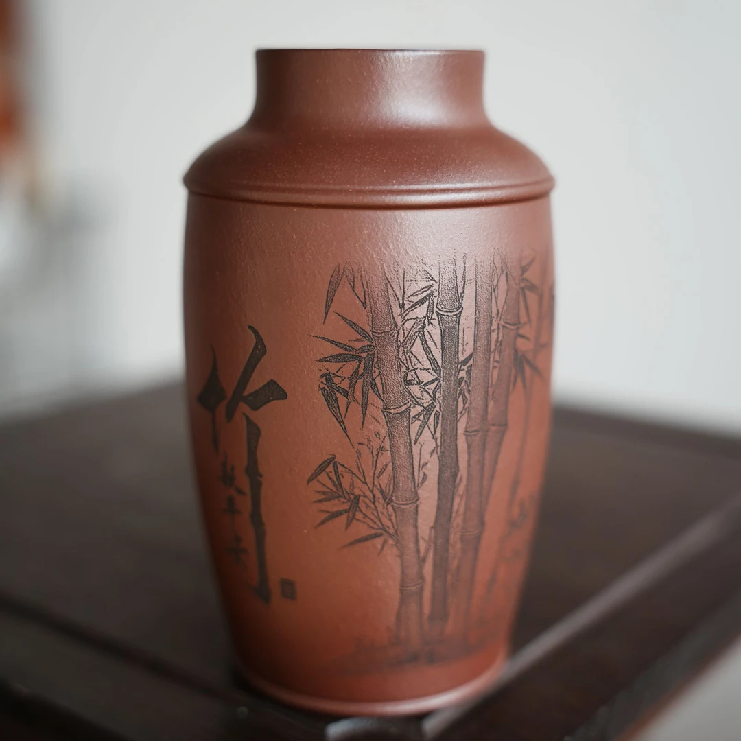 竹子 紫泥 双层 320cc 紫砂随行杯