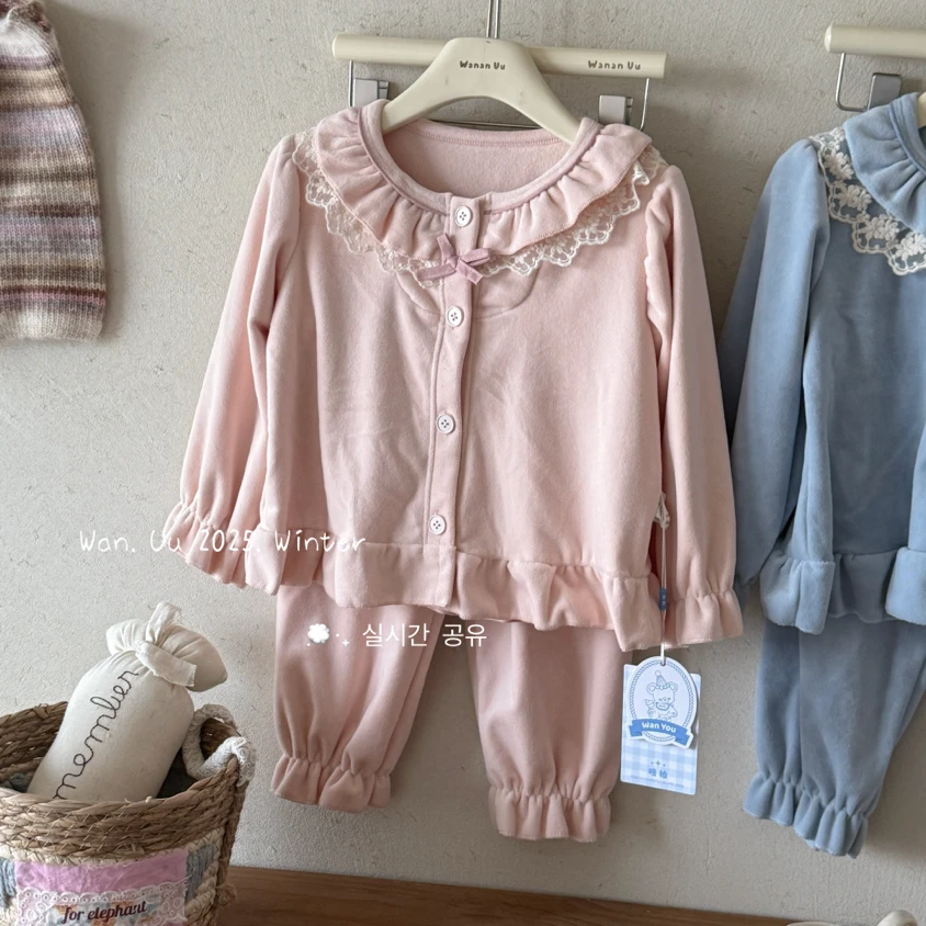 女童可爱洋气风秋冬季冬季公主风家居服套装