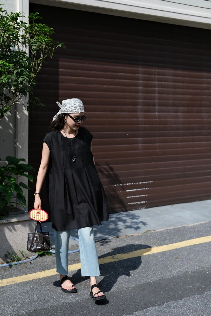 奕色【中长款打枣连衣裙】轻薄飞机袖款