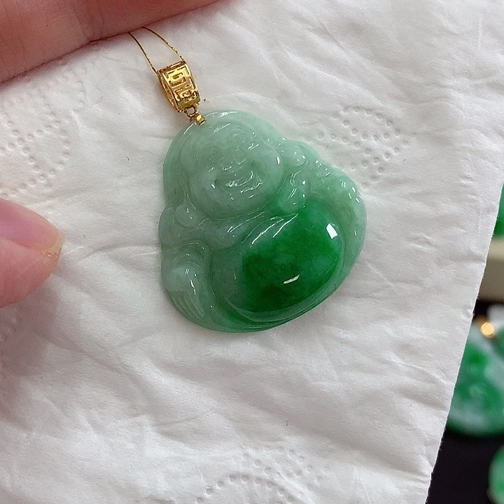 翡翠18K金镶嵌吊坠(不含链)