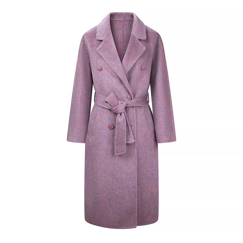 【乐乐定制】【经典色】新款中长款时尚收腰毛呢外套A887