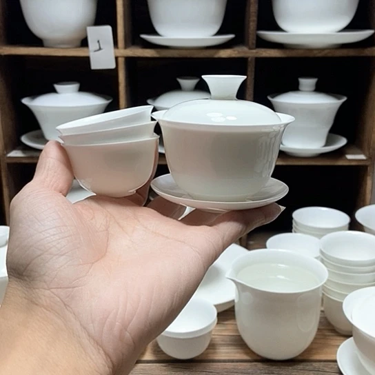 深**探骨瓷盖碗盖下约90ml+3蛋壳杯35ml