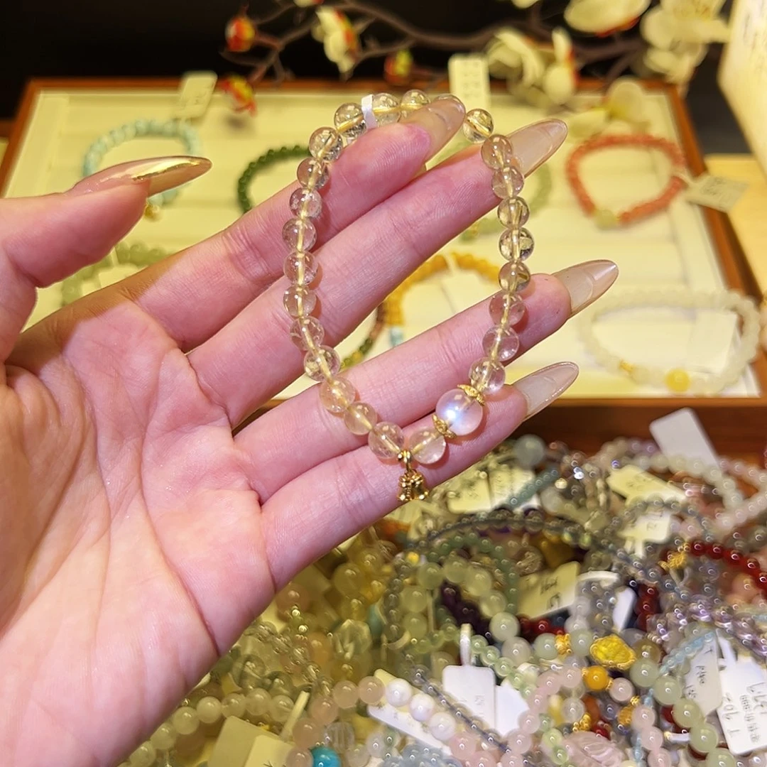 烟晶手链银S925镶嵌T金发713