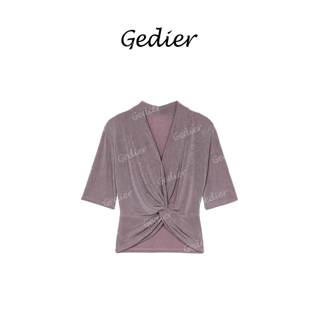 【歌蒂尔Gedier】 2025夏新品时尚V领设计感T恤 TG520288Y