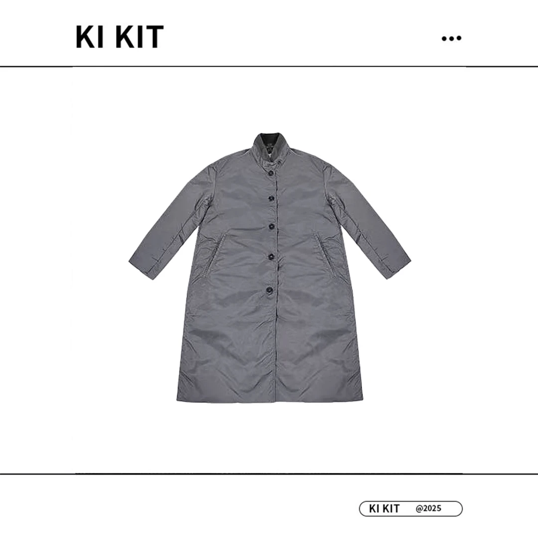 【kiki】冬款女装复古棒球长款羽绒服 YLM00252