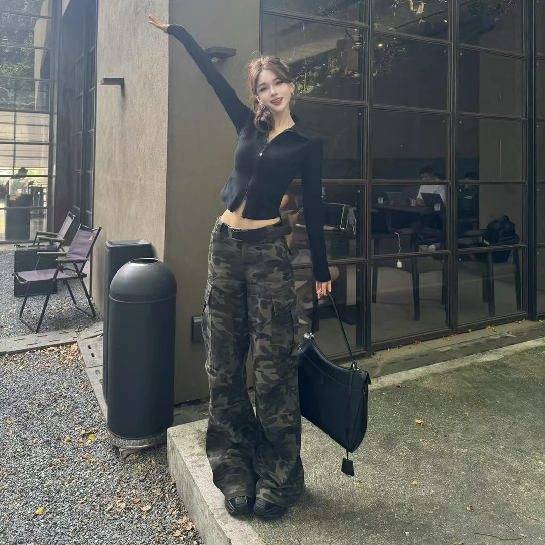 【谁穿谁显瘦】美式街头多口袋迷彩工装裤宽松休闲裤