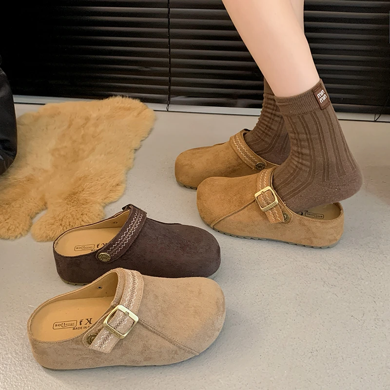 厚底增高勃肯鞋女外穿拖鞋2025年秋季新款时尚休闲博肯包头半拖鞋