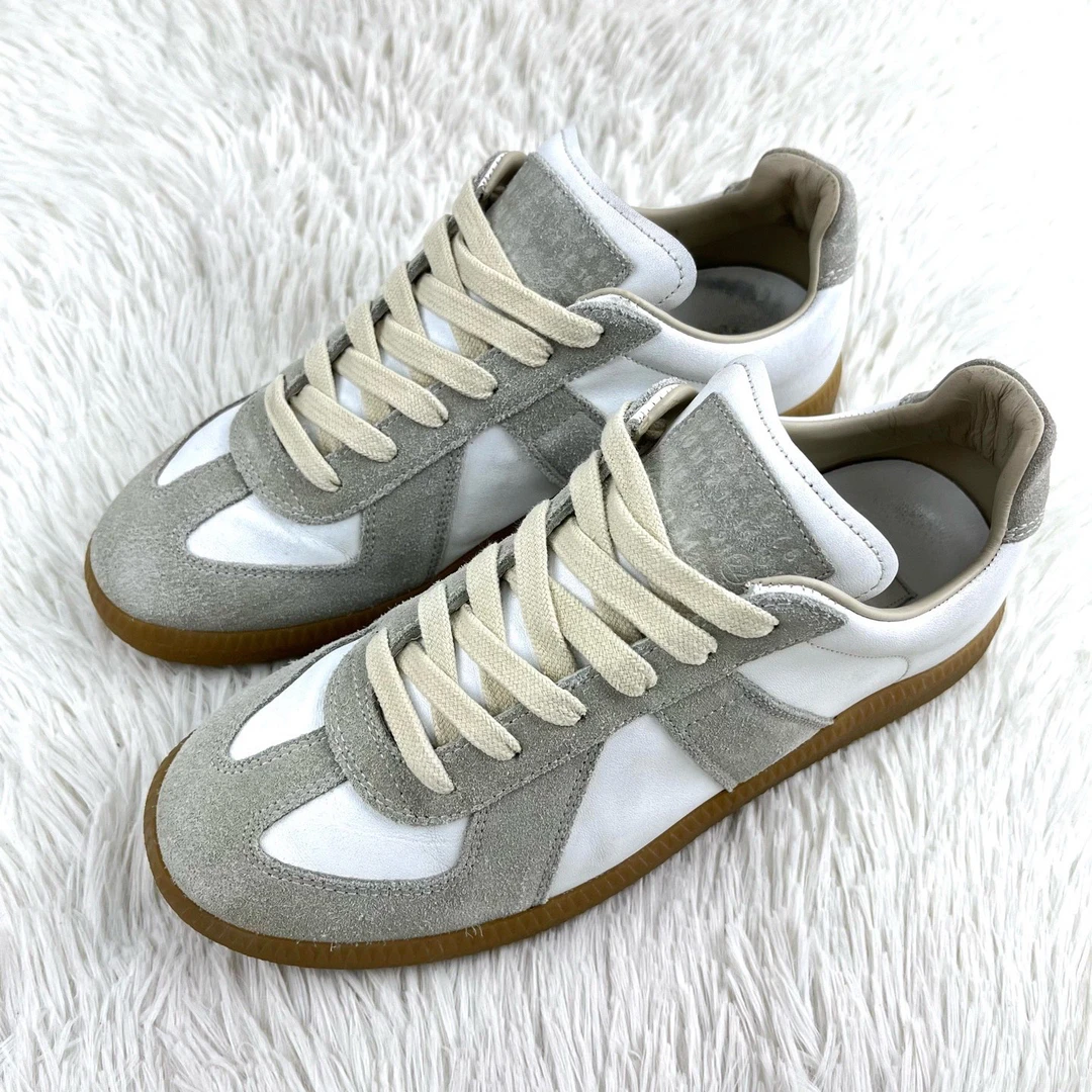 95新 Maison Margiela/梅森马吉拉 灰白拼皮德训鞋37码