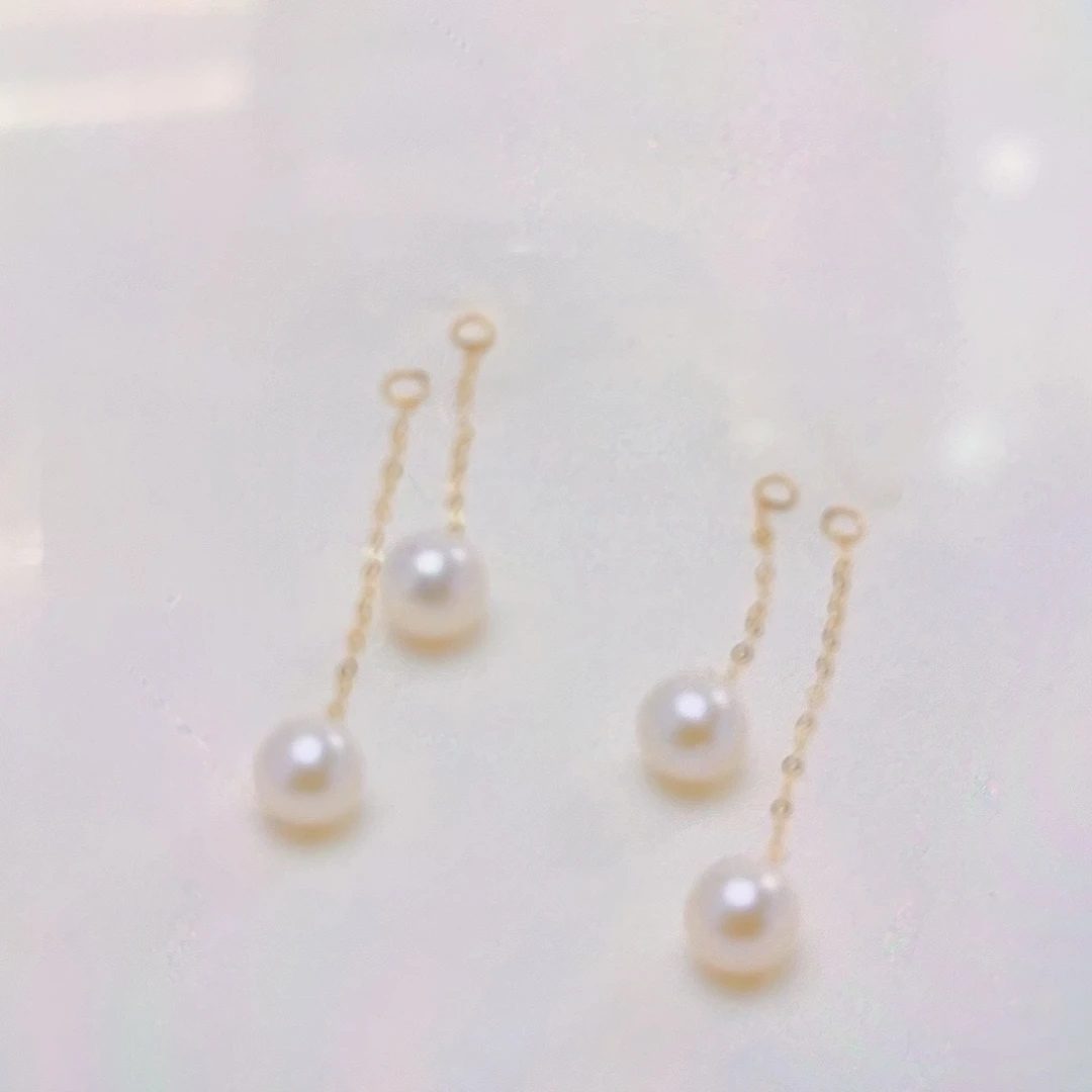 耳饰18K金镶嵌淡水珍珠