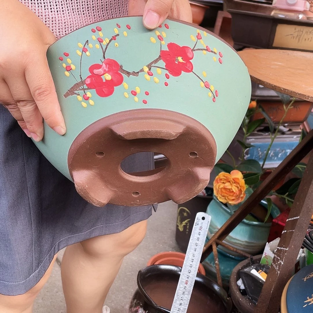 绿斗盆点菜中号花盆紫砂