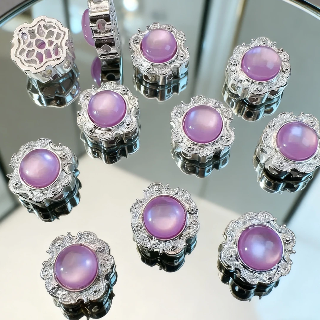 (洁雨饰品 DIY)  T238（紫月光）仿猫眼石多通孔串珠diy饰品配件