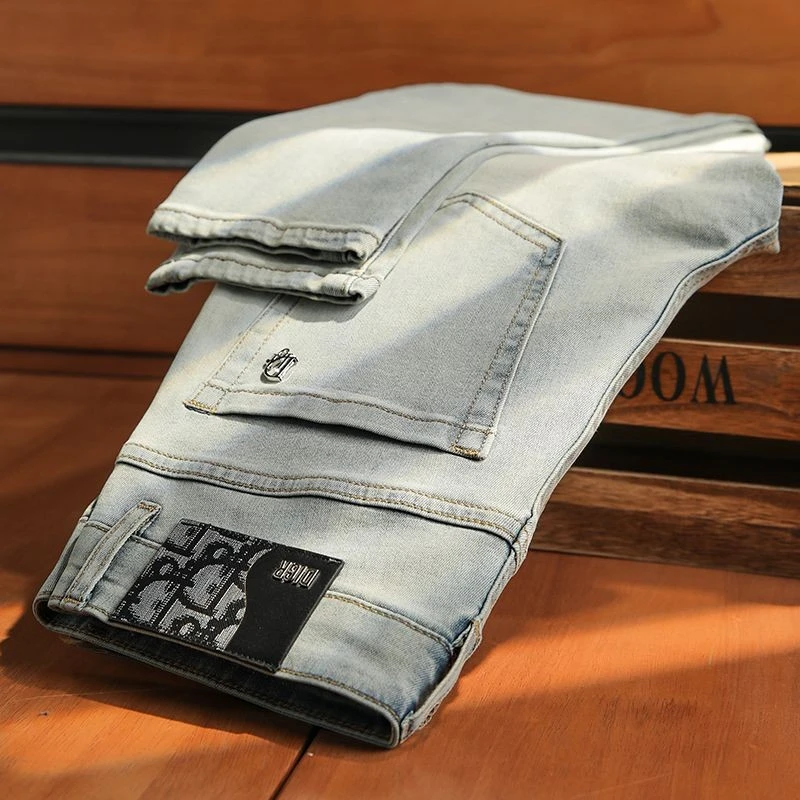 高端欧货修身男士轻奢牛仔裤夏季新款百搭休闲潮牌薄款弹力牛仔裤