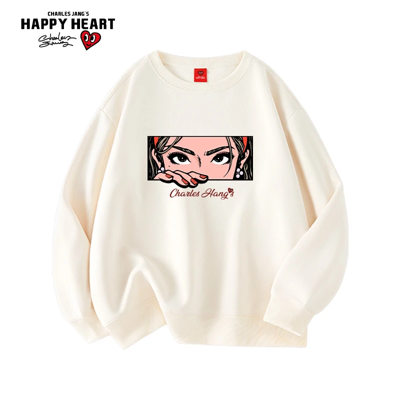 查尔斯桃心 圆领套头卫衣宽松百搭休闲时尚潮流情侣卫衣