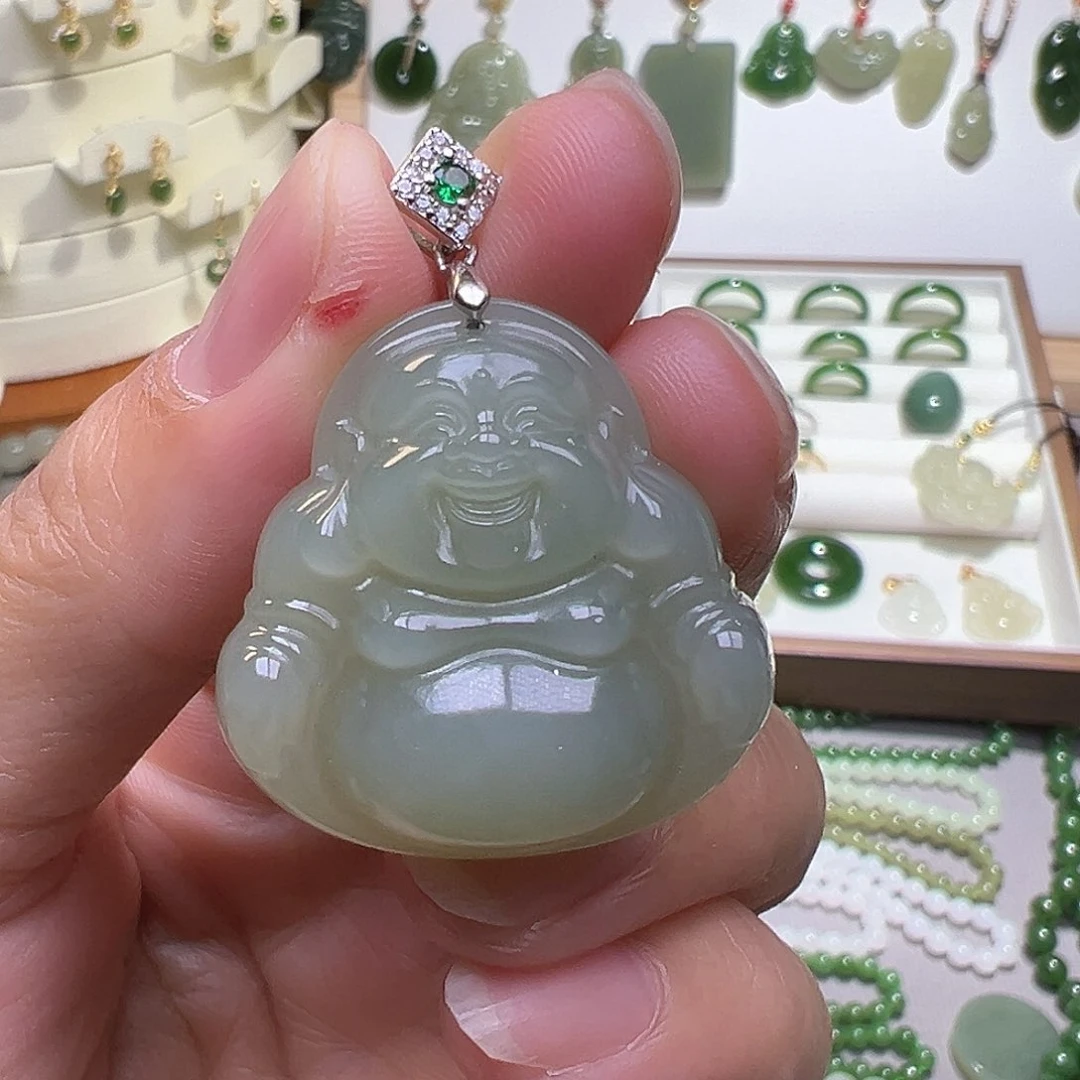 和田玉银S925镶嵌颈饰
