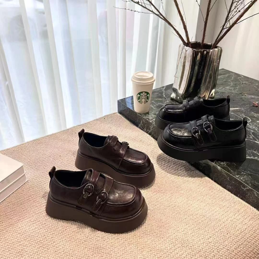 厚底乐福鞋女鞋2025新款增高英伦风鞋玛丽珍时尚小皮鞋单鞋6660-8