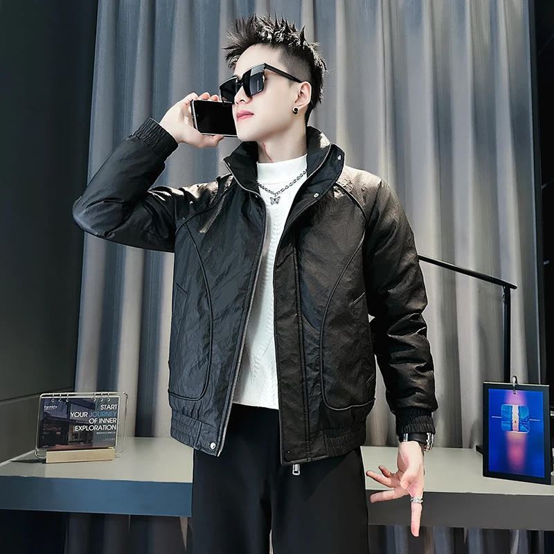 PU皮棉衣男款冬季潮牌立领棉服外套2025新款潮流痞帅冬装短款棉袄