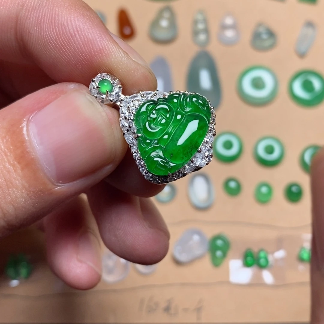 翡翠合金吊坠(不含链)天然翡翠A货吊坠