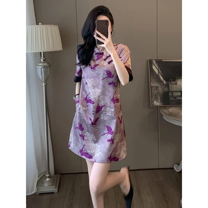 裙子国风高级感连衣裙女2024新款夏季胖mm梨形身材遮肉显瘦新中式