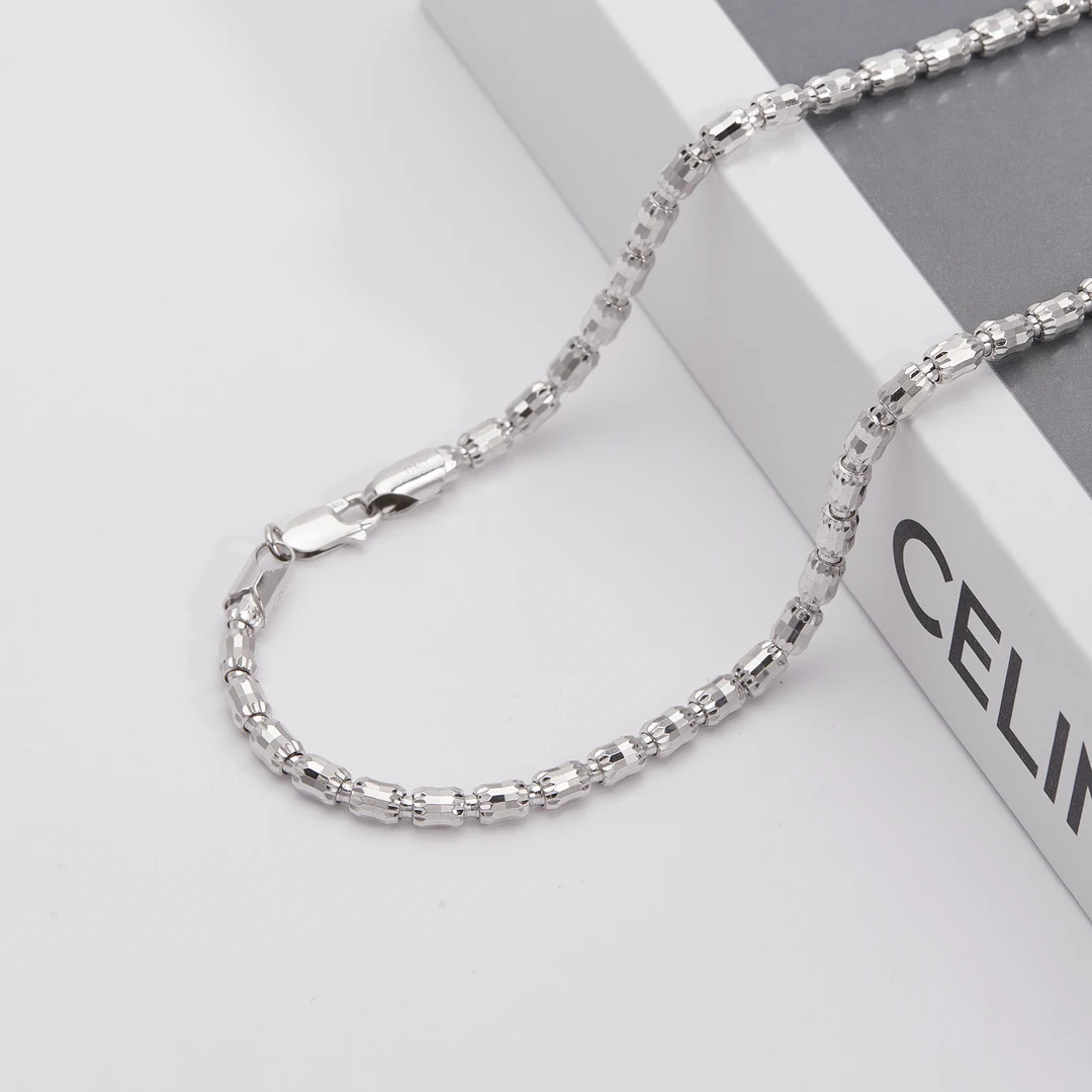 jeshore/简岸 链子925银 皇冠水晶桶白金桶珠项链