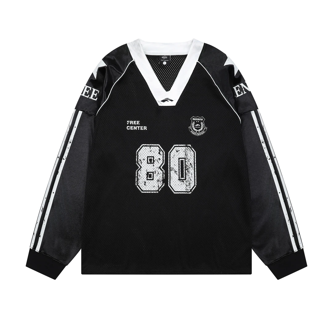 【球鞋派专属】Free Center街头运动透气球衣长袖T恤街舞拼接上衣潮