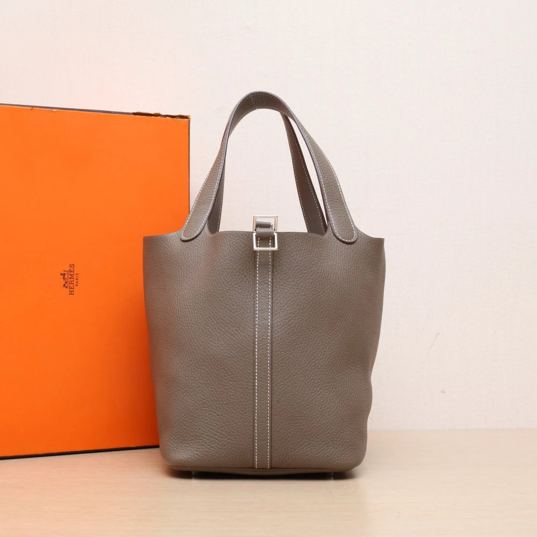 95新 Hermes/爱马仕 【娇】22 菜篮子手提包 TC皮 Z刻 P225582340