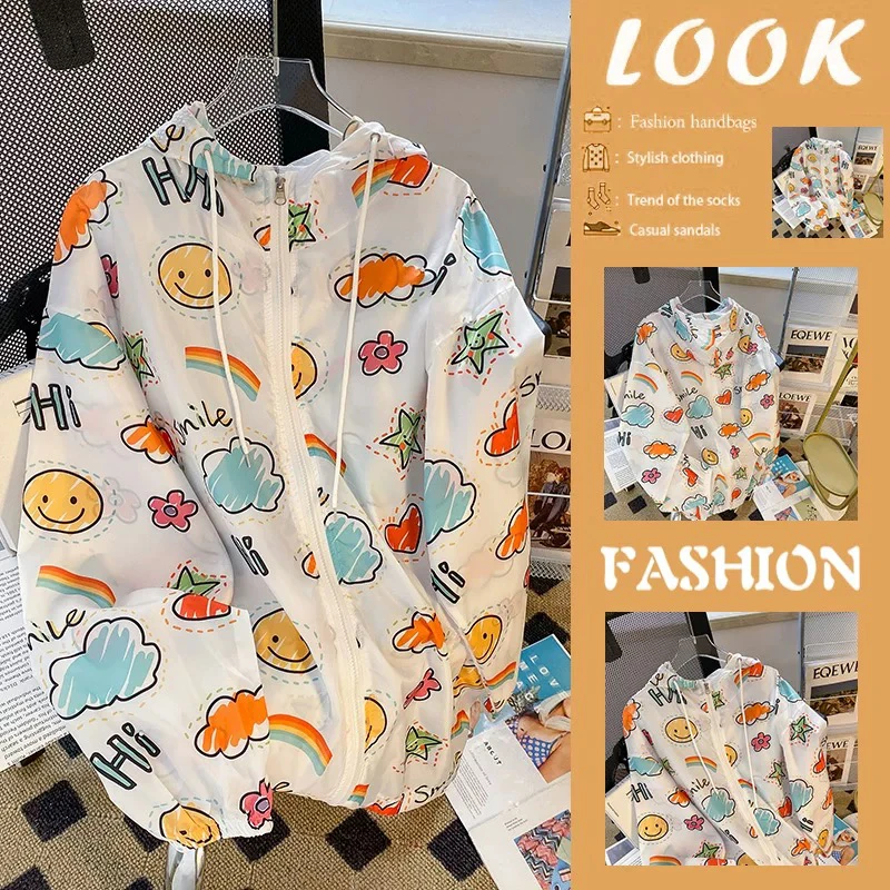 防晒衣日系复古满印卡通防晒衣薄款外套防晒服防紫外线上衣 996