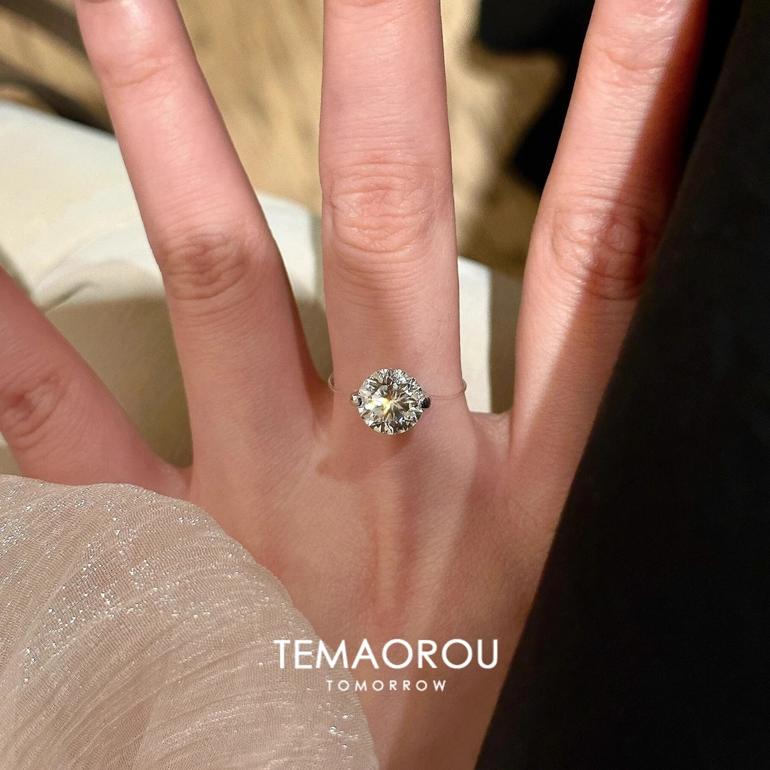 铜合金戒指 超闪人鱼之泪锆石戒指透明线设计感轻奢精致食指戒女