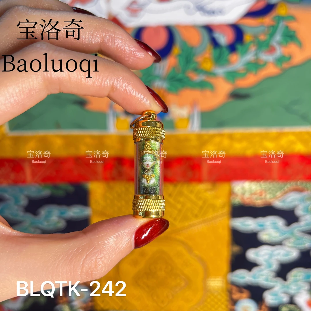 宝洛奇 BLQTK-242 耀光绿度母手工粗矿砂唐卡管（小号）