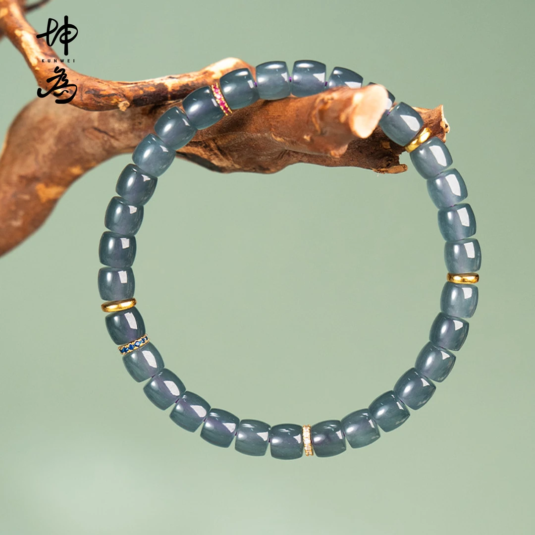 坤为 ·来古· 翡翠&S925银 手串 6*5.6mm